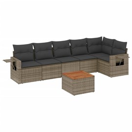 Maison exclusive - salon de jardin avec coussins 7 pcs gris résine tressée