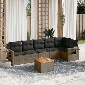 Maison exclusive - salon de jardin avec coussins 7 pcs gris résine tressée