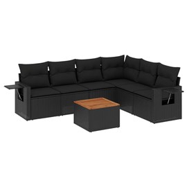 Maison exclusive - salon de jardin 7 pcs avec coussins noir résine tressée