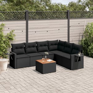 Maison exclusive - salon de jardin 7 pcs avec coussins noir résine tressée
