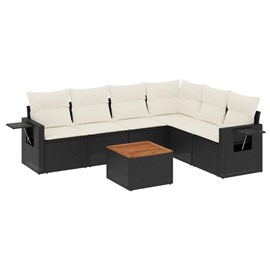 Maison exclusive - salon de jardin 7 pcs avec coussins noir résine tressée