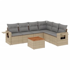 Maison exclusive - salon de jardin avec coussins 7 pcs beige résine tressée