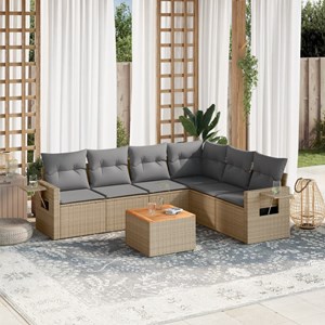 Maison exclusive - salon de jardin avec coussins 7 pcs beige résine tressée