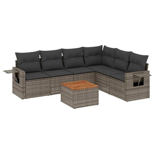 Maison exclusive - salon de jardin avec coussins 7 pcs gris résine tressée