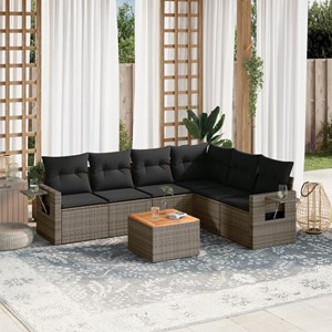 Maison exclusive - salon de jardin avec coussins 7 pcs gris résine tressée