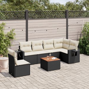 Maison exclusive - salon de jardin 7 pcs avec coussins noir résine tressée