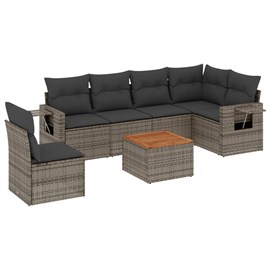 Maison exclusive - salon de jardin avec coussins 7 pcs gris résine tressée