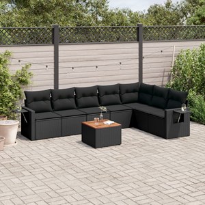 Maison exclusive - salon de jardin 8 pcs avec coussins noir résine tressée