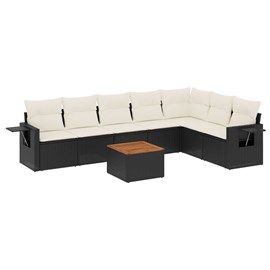 Maison exclusive - salon de jardin 8 pcs avec coussins noir résine tressée