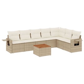 Maison exclusive - salon de jardin avec coussins 8 pcs beige résine tressée