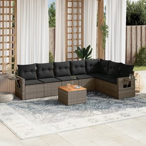 Maison exclusive - salon de jardin 8 pcs avec coussins gris résine tressée