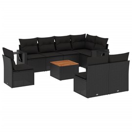 Maison exclusive - salon de jardin 9 pcs avec coussins noir résine tressée