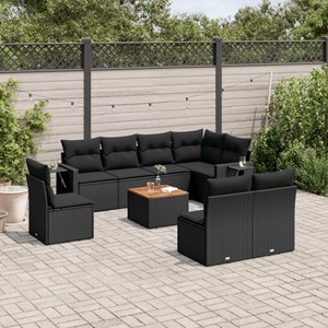 Maison exclusive - salon de jardin 9 pcs avec coussins noir résine tressée