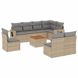Maison exclusive - salon de jardin avec coussins 9 pcs beige résine tressée