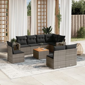 Maison exclusive - salon de jardin 9 pcs avec coussins gris résine tressée