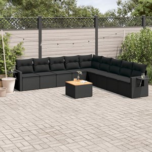 Maison exclusive - salon de jardin 10 pcs avec coussins noir résine tressée