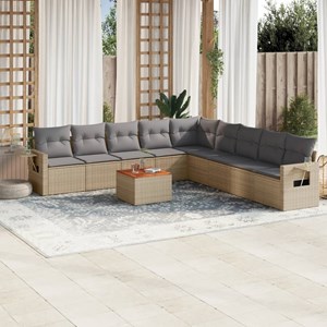 Maison exclusive - salon de jardin avec coussins 10 pcs beige résine tressée