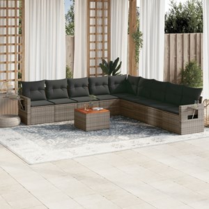 Maison exclusive - salon de jardin avec coussins 10 pcs gris résine tressée