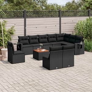 Maison exclusive - salon de jardin 11 pcs avec coussins noir résine tressée