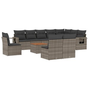 Maison exclusive - salon de jardin 11 pcs avec coussins gris résine tressée