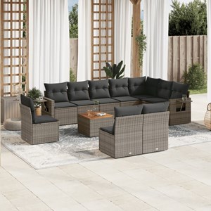 Maison exclusive - salon de jardin 11 pcs avec coussins gris résine tressée