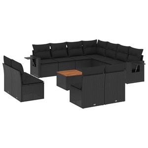 Maison exclusive - salon de jardin 12 pcs avec coussins noir résine tressée