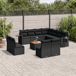 Maison exclusive - salon de jardin 12 pcs avec coussins noir résine tressée