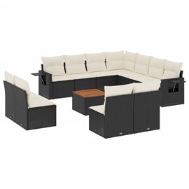 Maison exclusive - salon de jardin 12 pcs avec coussins noir résine tressée