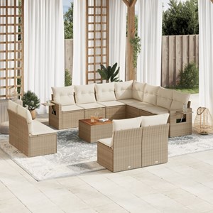 Maison exclusive - salon de jardin avec coussins 12 pcs beige résine tressée