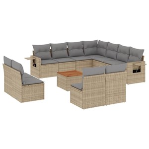 Maison exclusive - salon de jardin avec coussins 12 pcs beige résine tressée