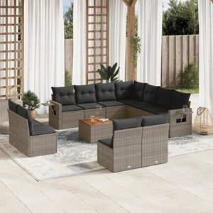 Maison exclusive - salon de jardin avec coussins 12 pcs gris résine tressée