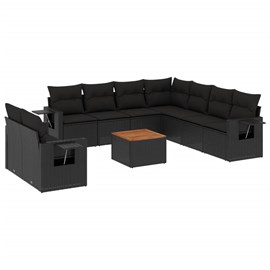 Maison exclusive - salon de jardin 10 pcs avec coussins noir résine tressée
