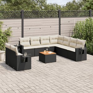 Maison exclusive - salon de jardin 10 pcs avec coussins noir résine tressée