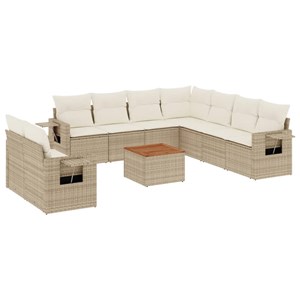 Maison exclusive - salon de jardin avec coussins 10 pcs beige résine tressée