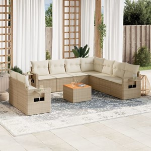 Maison exclusive - salon de jardin avec coussins 10 pcs beige résine tressée