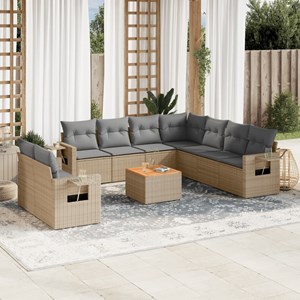 Maison exclusive - salon de jardin avec coussins 10 pcs beige résine tressée