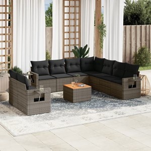 Maison exclusive - salon de jardin avec coussins 10 pcs gris résine tressée