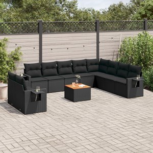 Maison exclusive - salon de jardin 11 pcs avec coussins noir résine tressée