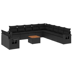 Maison exclusive - salon de jardin 12 pcs avec coussins noir résine tressée