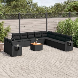 Maison exclusive - salon de jardin 12 pcs avec coussins noir résine tressée