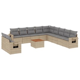 Maison exclusive - salon de jardin avec coussins 12 pcs beige résine tressée