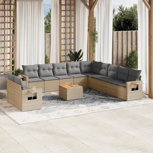 Maison exclusive - salon de jardin avec coussins 12 pcs beige résine tressée