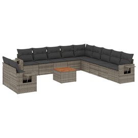 Maison exclusive - salon de jardin avec coussins 12 pcs gris résine tressée