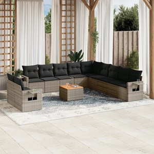 Maison exclusive - salon de jardin avec coussins 12 pcs gris résine tressée