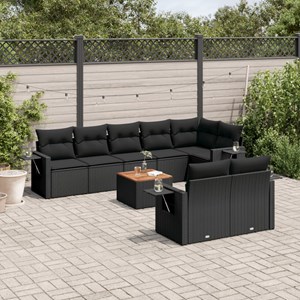 Maison exclusive - salon de jardin 9 pcs avec coussins noir résine tressée