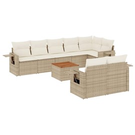 Maison exclusive - salon de jardin avec coussins 9 pcs beige résine tressée