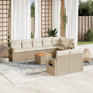 Maison exclusive - salon de jardin avec coussins 9 pcs beige résine tressée