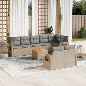 Maison exclusive - salon de jardin avec coussins 9 pcs beige résine tressée