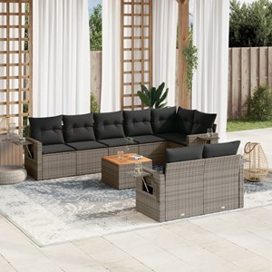 Maison exclusive - salon de jardin 9 pcs avec coussins gris résine tressée