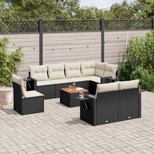 Maison exclusive - salon de jardin 9 pcs avec coussins noir résine tressée
